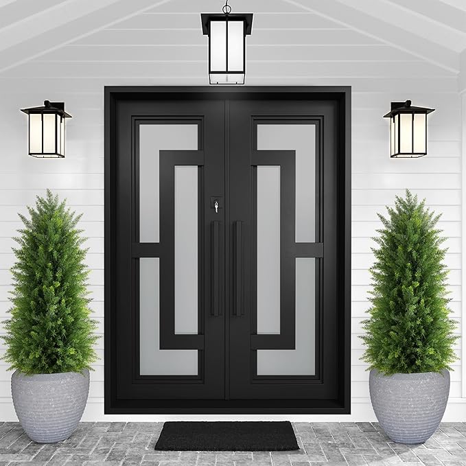 3FT Artificial Cedar Topiary Trees (2 Pack) - UV Resistant Fake Evergreen Shrubs with Extra Dense Foliage, Realistic Potted Faux Plants for Front Porch & Garden Decor