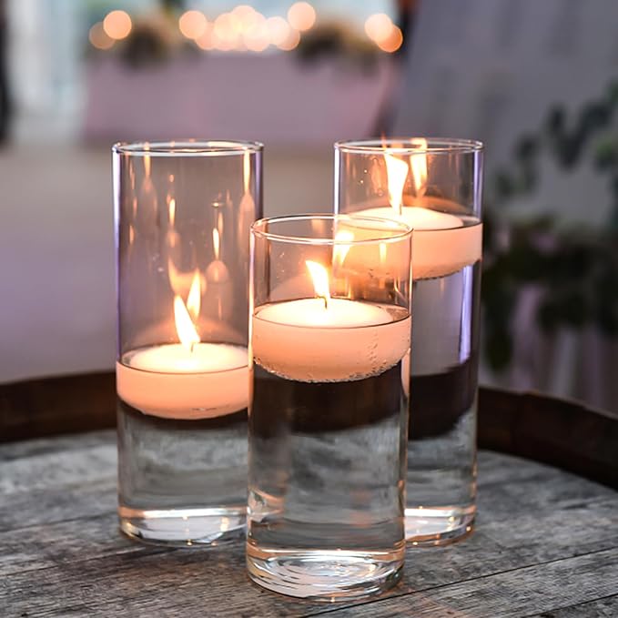 18 Pack Glass Cylinder Vases Set, 6,8,10 Inch Clear Cylinder Vases Candle Holder for Centerpirces Decoration, Tall Clear Flower Hurricane Candle Holder for Wedding Party Home Decor