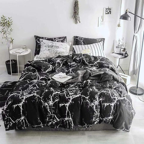 Pureant Black Marble Comforter Sets King Black and White Marble Bedding Comforters Women Men Modern Aesthetic Black Quilt Comforter Set King Size Abstract Black Marble Blankets King Bedding