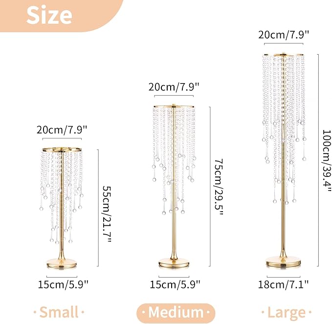 NUPTIO Gold Vase Wedding Centerpieces: 2 Pcs 29.5in Tall Crystal Flower Stand for Tables Elegant Metal Flowers Arrangement Vases for Weddings Birthday Party Anniversary Reception Home Decorations