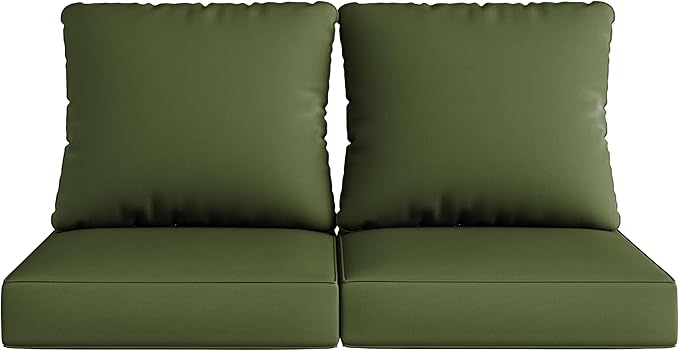 UIXE Outdoor Deep Seat Cushion Set with Slipcovers, Patio Furniture Cushions & Back Pillow, Water-Resistant Outdoor Cushion Slipcovers Backyard Sectional Sofa Cushions for Bistro Chair - Green