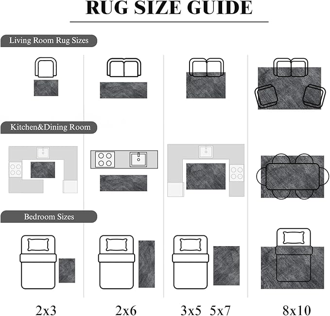 Washable Rug 5x7 Area Rugs for Living Room - Stain Resistant Non-Slip Backing Boho Rug for Bedroom,Durable & Ultra-Thin Vintage Large Area Rug(5x7,Gray)