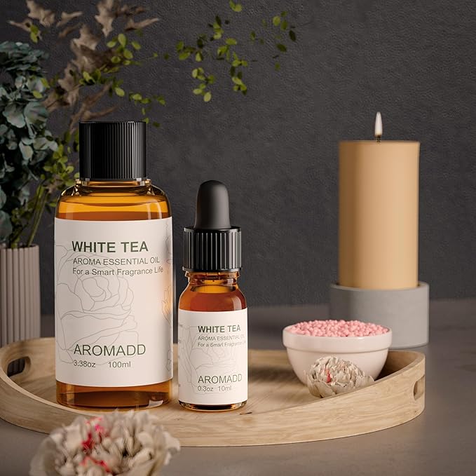 Aromadd Hotel Scents Diffuser Oil White Tea, Luxury Essential Oils for Waterless Diffuser, Aromatherapy Hotel Diffuser Oil for Home & Office, Long-Lasting Air Freshener - 3.38 fl oz (100 mL)
