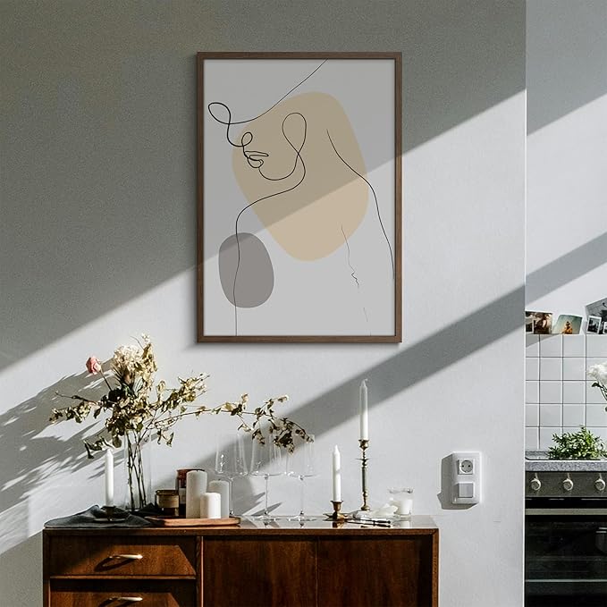 Yaetm Minimalist 20x30 Frame - Brown Walnut, Solid Wood 20x30 Poster Frame for Picture & Art Print, Lightweight, Horizontal and Vertical Wall Hanging for Photo Gallery (3 Pack, Walnut)