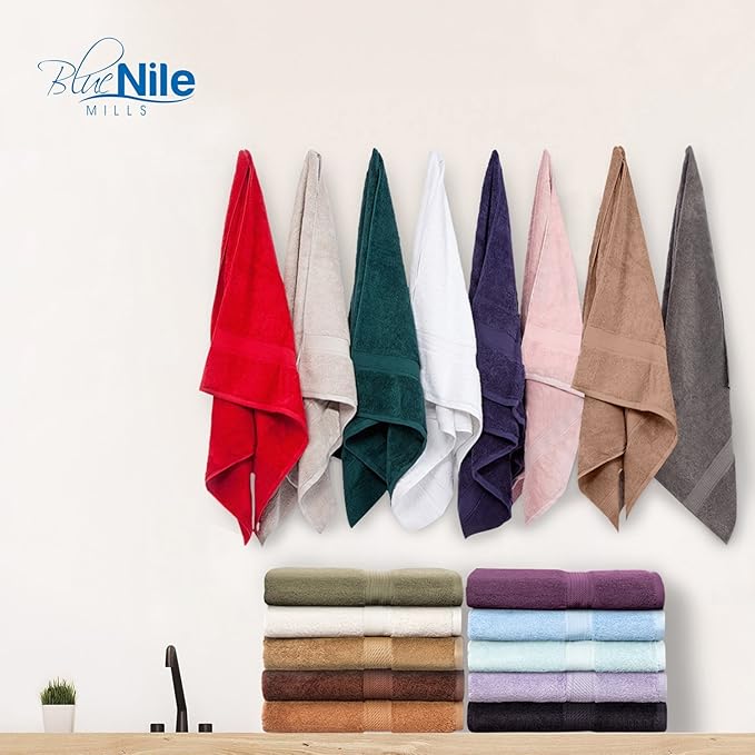 BLUENILEMILLS Premium Towel Collection, Egyptian Cotton Towels for Shower and Bathroom Assorted 2-Piece Towel Set, 30" x 55", Red by Blue Nile Mills