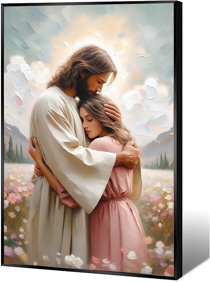 Christian Wall Art Print, Religious Scripture Biblical Decor, Faith-Based Inspirational Landscape with Cross, Digital Printed Canvas Poster for Church, Home Chapel, Prayer Room Decor