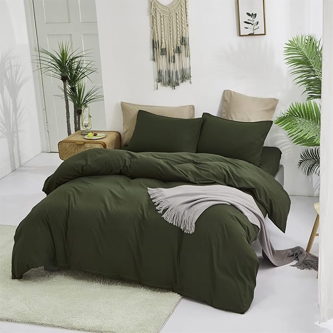 Luxlovery Army Green Comforter Set King Green Bedding Comforter Olive Blanket Quilts Minimalist Army Bedding Set Soft Breathable Blanket Quilts Comforter for King Bed