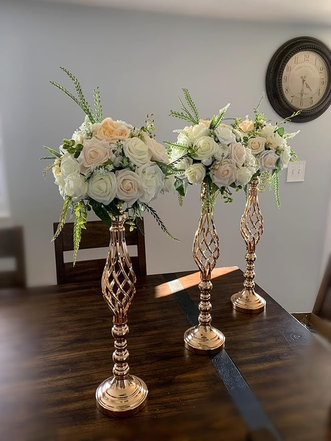 Wedding Centerpieces for Reception Tables, Twist Candleholder Stands, Flower Arrangement Vases, Metal Centerpieces for Wedding Road-Leading Party Home Decor