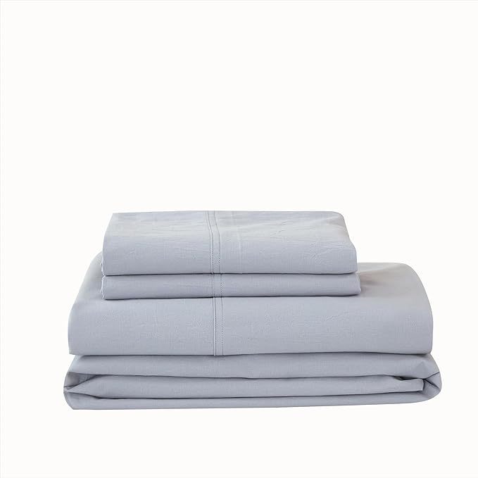 100% Cotton 6-Piece Queen Size 102" x 90" Bedding Set - Fitted Sheet, Flat Sheet & 4 Pillowcases with 17" Deep Pocket,Soft Breathable Bed Sheets for Cozy Sleep,Cornflower Blue