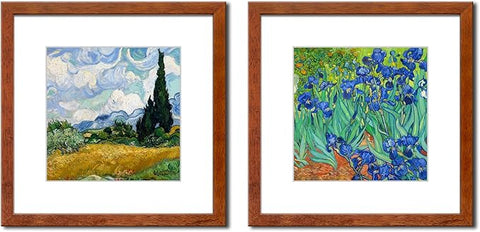 12x12 Picture Frame Set of 2 Made of Solid Wood Photo Frame with Real Glass for Pictures 8x8 with Mat or 12x12 without Mat, Wall Gallery or Tabletop display Frames, Brown