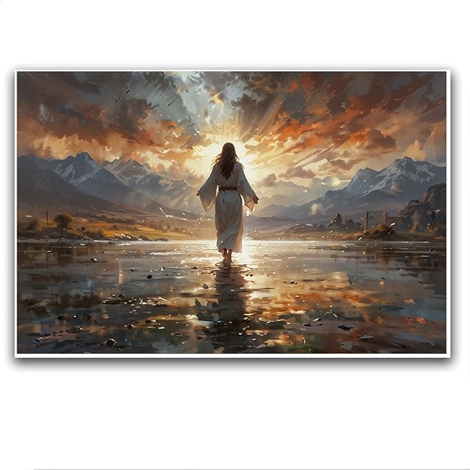 Christian Wall Art Print, Religious Scripture Biblical Decor, Faith-Based Inspirational Landscape with Cross, Digital Printed Canvas Poster for Church, Home Chapel, Prayer Room Decor