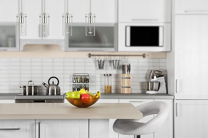 Brushed Nickel Pendant Lights Kitchen Island - Small Clear Glass Pendant Light Fixture