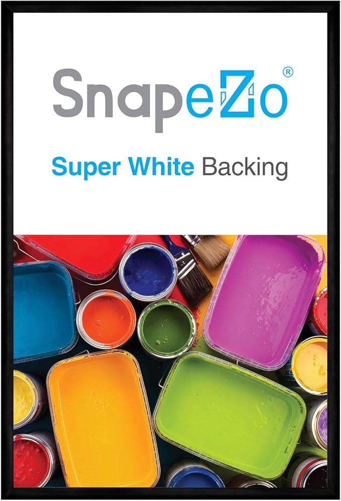 SnapeZo Brushed Black Poster Frame 24x36 Inches, 1 Inch Aluminum Profile, Front-Loading Snap Frame, Wall Mounting, Sleek Series