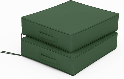 Patio Chair Cushions 18.5 X 16 X 4 Inch Waterproof Outdoor Seat Cushions for Patio Furniture, Outdoor Sofa Couch Pads with Ties & Handle, Set of 2, Green