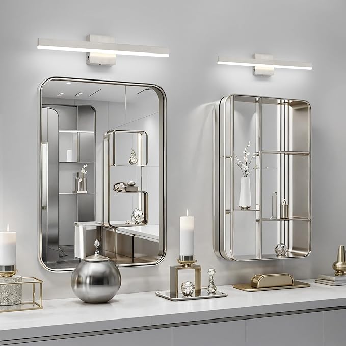 Nickel Bathroom Vanity Light 23.6 inch, 14W Dimmable 5CCT LED Bathroom Light Fixture Over Mirror Restroom-ETL Certificated
