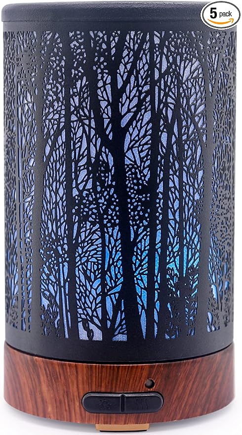 Essential Oil Diffuser - Multifunction Aromatherapy Diffuser 7 LED Color Changing Light 150ML Metal Diffuser Easy to Clean Suitable for Home,Office (Tree)