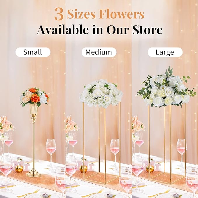NUPTIO Flower Balls for Wedding Centerpieces - 2 Pcs 9.5 inch Diameter Fake Flower Ball Arrangement Bouquet Party Centerpieces for Tables - Orange Rose Bouquet Centerpiece Flowers for Table