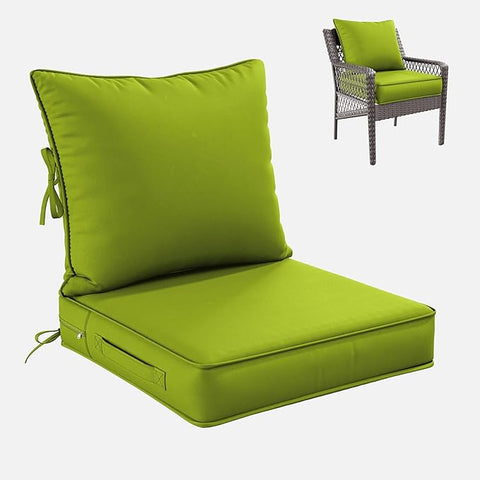 Premium Outdoor Seat Cushion Chair Cushions for Patio Furniture 22 L X 22 W X 4 H Waterproof & Fade Resistant Deep Seat and Backrest Cushion Set with Removable Covers for Chair, Sofa