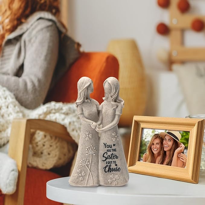 INLOMEM Friendship Gifts for Best Friends Women - Resin Sister Figurines Best Friend Sister Birthday Gift Ideas Unique Gifts for Sisters from Sister - Hand-Painted Figure (Granite)