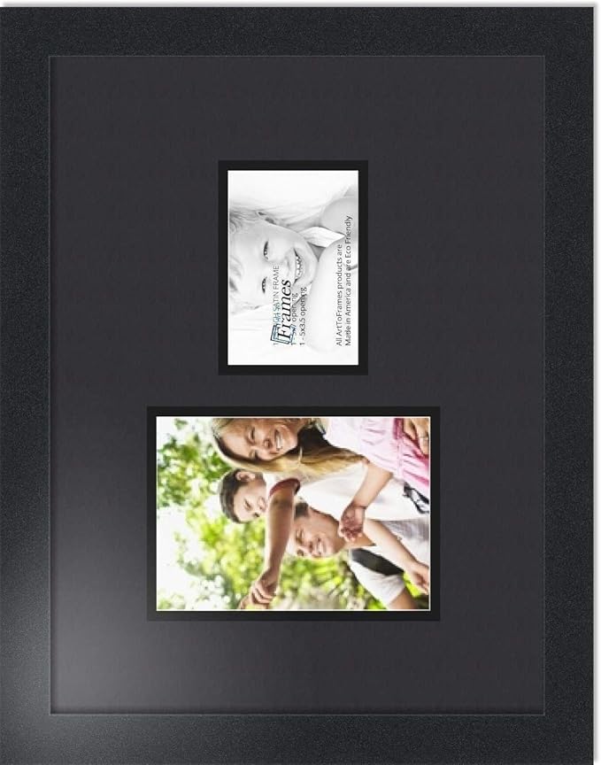 Art to Frames Double-Multimat-109-89/89-FRBW26079 Collage Photo Frame Double Mat with 1 - 3.5x5, 5x7 Openings and Satin Black Frame