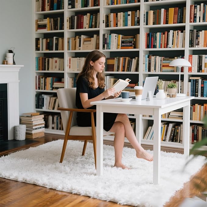 Area Rugs for Bedroom Living Room, 9x12 Soft Large Fluffy Fuzzy Shag Plush Furry Carpet, Soft Indoor Floor Mat for Kids Nursery Home Dorm Office Decor Aesthetic, White