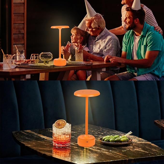 5200mAh Rechargeable Cordless LED Table Lamps Touch Sensor Light, 3-Levels Portable Dimming Wireless Battery Operated Lamp,Night Light/Restaurant Table/Outdoor/Coffee/Bar (Orange)