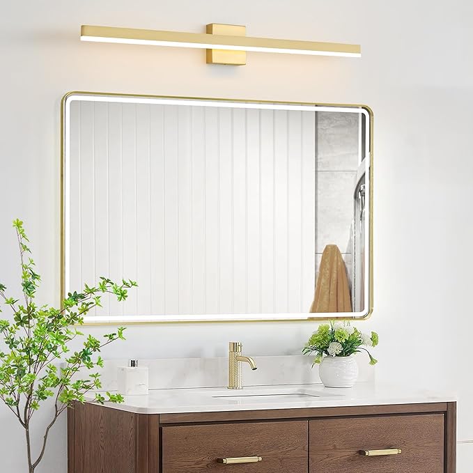 Gold Bathroom Vanity Light 39.4 inch, 24W Dimmable 5CCT LED Modern Bathroom Light Fixture Over Mirror - ETL Certificate
