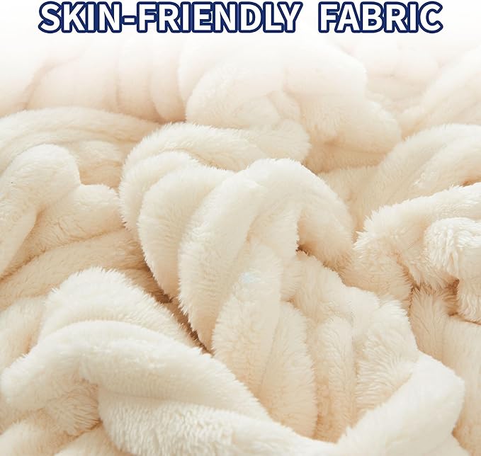 Heated Blanket Electric Blanket 50"x60", Soft Flannel Sherpa Electric Throw with 5 Heating Level & 1-12 Hour Auto Off, Heated Throw with Overheating Protection, Machine Washable (Beige)