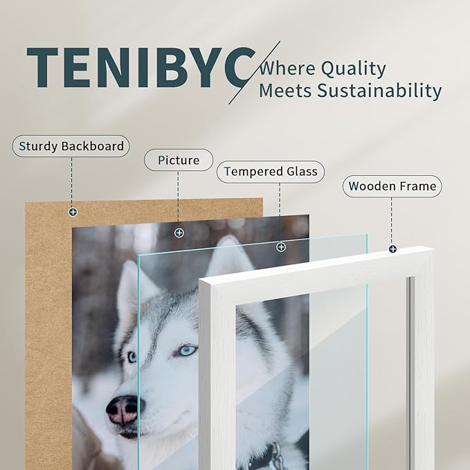12x18 Poster Frame Set - 3 Pack, Textured White Solid Wood with HD Tempered Glass, Wall Gallery Picture Photo Frame