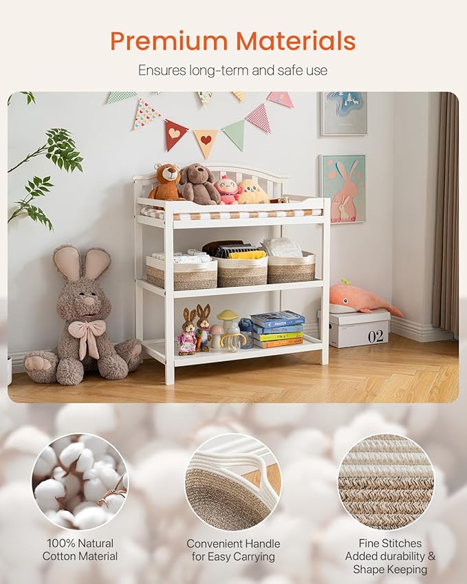KALLAX Small Woven Basket, 14 x 10 x 5.6 Inches, Small Storage Baskets for Organizing, Gift Baskets Empty, Cute Rope Shelf Closet Storage Bins for Shelves, Dog Toy Basket, Gradient Brown