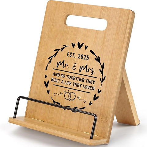 Mr and Mrs Wedding Gifts for Couples 2025, Wedding Gifts for Bride and Groom Cookbook Stand, Gifts for Bridal Shower Engagement Wedding, Mr and Mrs Gifts for Couples Newlyweds Bride to Be
