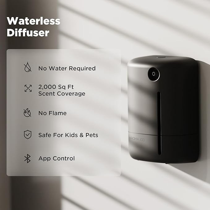 Waterless Diffuser for Essential Oil Nebulizer Nano Air Freshener Diffusers Scent Aromatherapy Diffuser for Home Room Office (Black-M41)