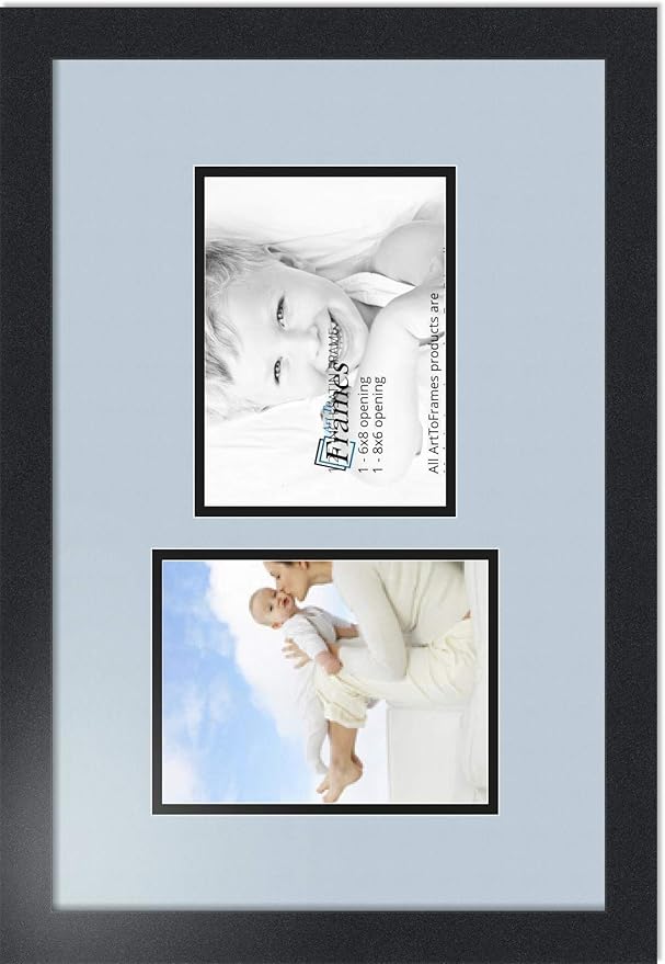 ArtToFrames Collage Photo Frame Double Mat with 2 - 6x8 Openings and Satin Black Frame