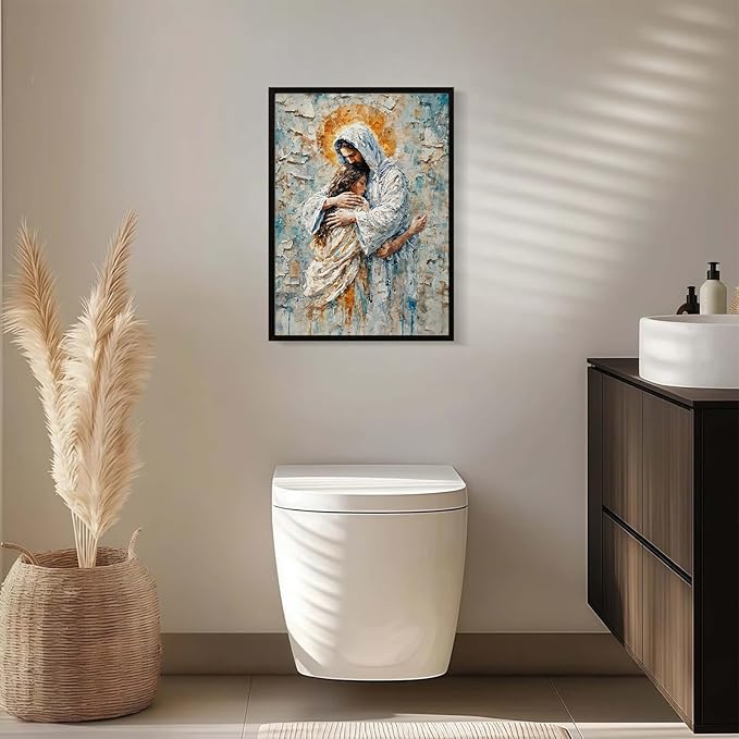 Christian Wall Art Print, Religious Scripture Biblical Decor, Faith-Based Inspirational Landscape with Cross, Digital Printed Canvas Poster for Church, Home Chapel, Prayer Room Decor