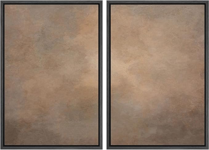 MUDECOR Framed Canvas Print Wall Art Set Rustic Neutral Minimalist Earth Tone Illustrations Modern Art Decorative Bohemian Calm/Zen for Living Room, Bedroom, Office - 24"x36"x2 Black