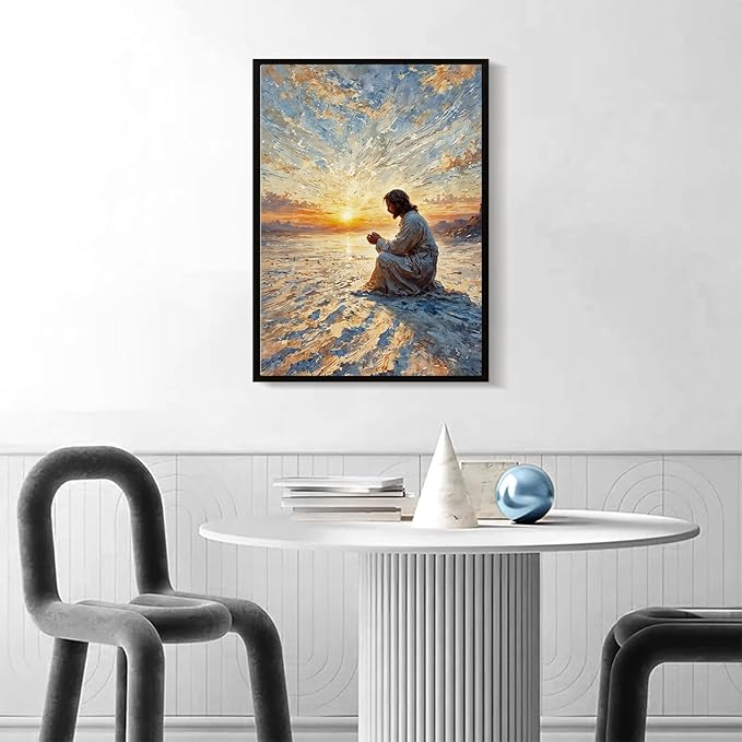 Christian Wall Art Print, Religious Scripture Biblical Decor, Faith-Based Inspirational Landscape with Cross, Digital Printed Canvas Poster for Church, Home Chapel, Prayer Room Decor