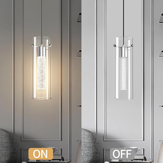 Aipsun Pendant Lights Kitchen Island 3 Pack Crystal Bubble Glass Hanging Light Fixtures 3000K Modern LED Kitchen Pendant Lighting Fixtures Ceiling