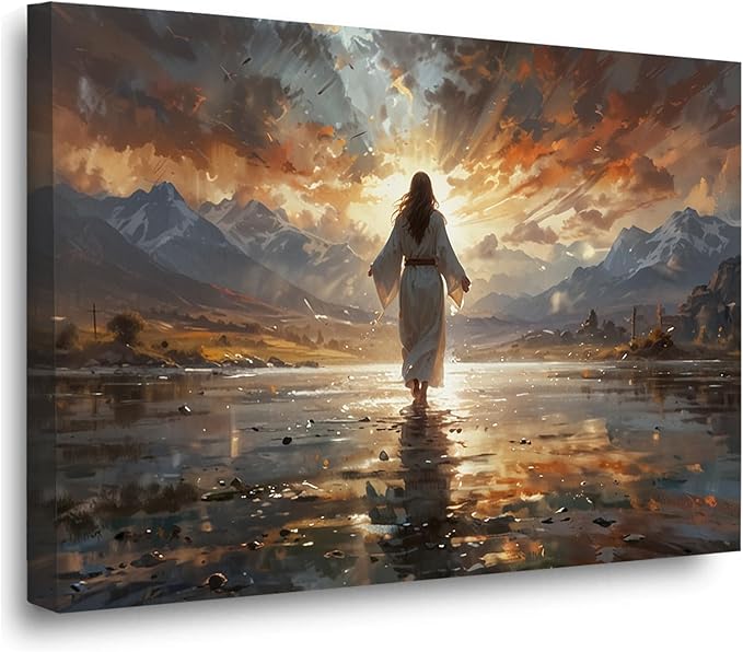 Christian Wall Art Print, Religious Scripture Biblical Decor, Faith-Based Inspirational Landscape with Cross, Digital Printed Canvas Poster for Church, Home Chapel, Prayer Room Decor