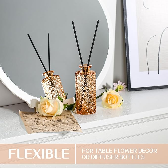 Mini Bud Vases Set of 12 As Wedding Centerpieces for Tables,Clear Bud Vases for Flowers,Small Flower Vases Suitable for Birthday Party,Anniversary,Wedding Reception,Baby Shower (Amber, 12PCS)