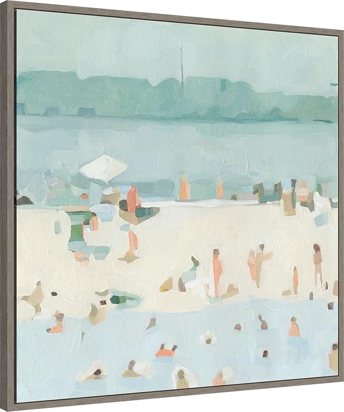 Amanti Art Framed Canvas Wall Art 30x30 Sea Glass Sandbar I by Emma Scarvey, Framed Wall Art Canvas, Abstract Artwork, Country Rustic Decor, Large Poster Painting for Living Room, Bedroom, Bathroom,