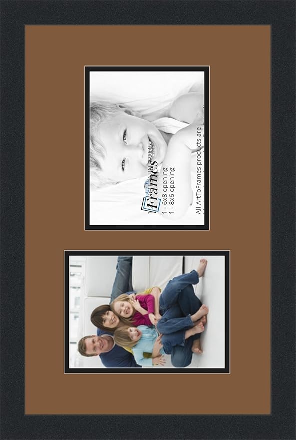 ArtToFrames Double-Multimat-775-767/89-FRBW26079 Collage Photo Frame Double Mat with 2-6x8 Openings and Satin Black Frame