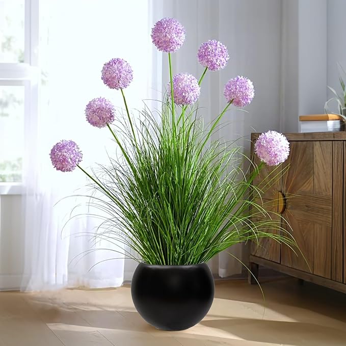 13.5 H x 17" Dia (12" Pot Opening) Black Round Fiberstone Planter with Drainage Hole, Indoor/Outdoor Large Plant Pot for Home Patio Garden, Ideal for Large Plants