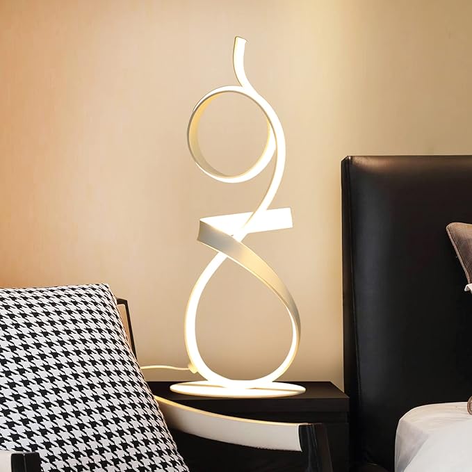 21inch High Brightness LED 3Color Touch Dimming Table Lamp for Bedside Lamp,Art Decorative Light,Stepless Dimmable Bedside Light，white Lights,modern lamps table,bedroom nightstand lamps(White)