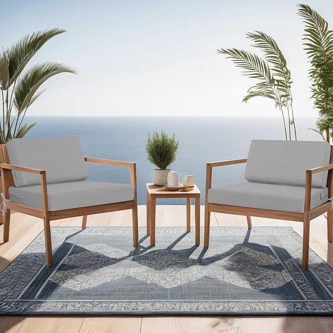 idee-home Outdoor Cushions for Patio Furniture, Outdoor Seat Cushion, Waterproof Couch Hampton Bay Deep Seat Replacement Chair Cushions for Garden Lawn Backyard Deck, 26.5 x 26.5 Grey