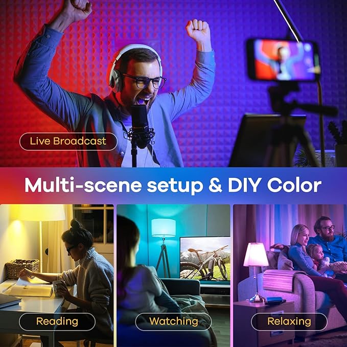 Linkind Matter Smart Light Bulb, Smart Bulbs Work with Alexa/Apple Home/Google Home, Color Changing Light Bulbs Music Sync, Preset Scenes, Mood Lights, 2.4Ghz WiFi Only, A19 E26 60W 1 Pack