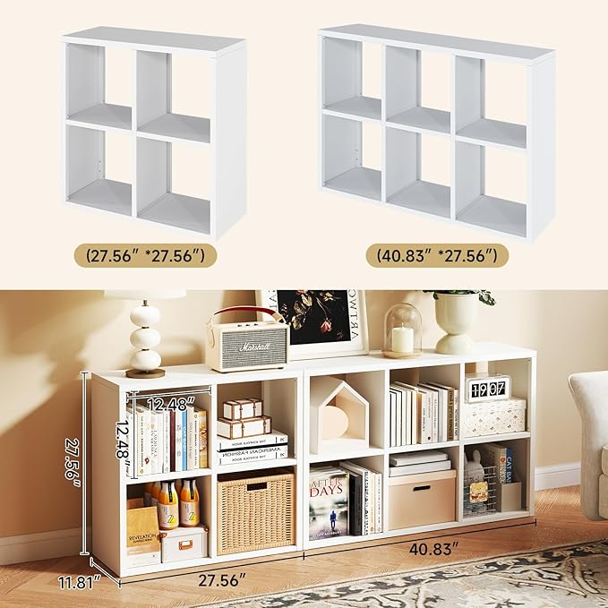 Heavy Duty Metal 4-Cube Storage Organizer, Modern Black Bookcase & Display Shelf, Multi-Functional for Home Office, Living Room as TV Stand, Cabinet, Space-Saving, Easy Assembly