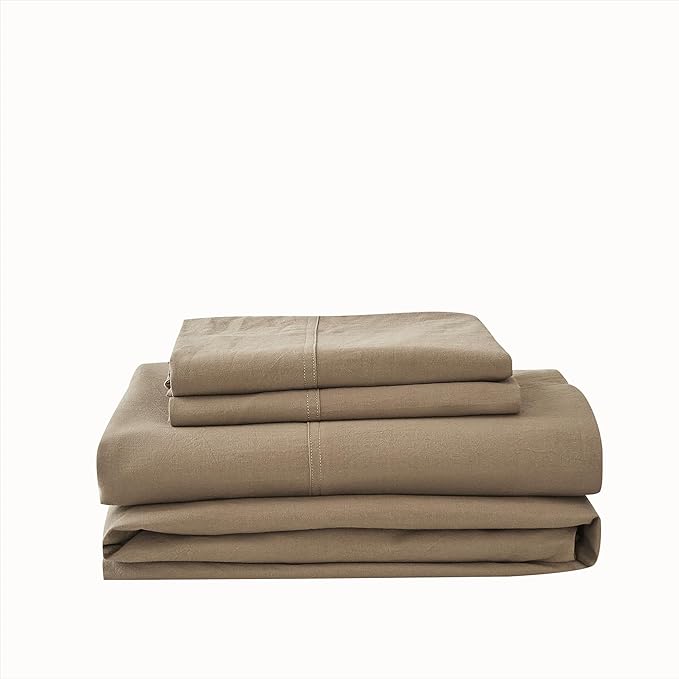 100% Cotton 6-Piece King Size 108" x 102" Bedding Set - Fitted Sheet, Flat Sheet & 4 Pillowcases with 17" Deep Pocket,Soft Breathable Bed Sheets for Cozy Sleep,Mocha Brown