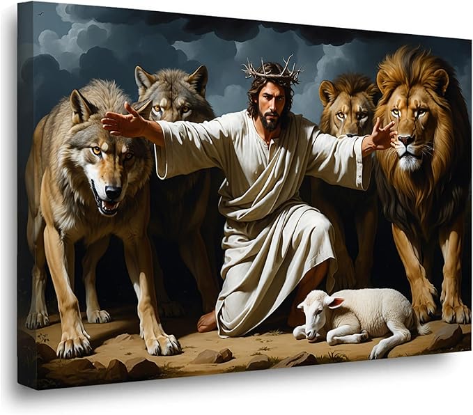 Christian Wall Art Print, Religious Scripture Biblical Decor, Faith-Based Inspirational Landscape with Cross, Digital Printed Canvas Poster for Church, Home Chapel, Prayer Room Decor