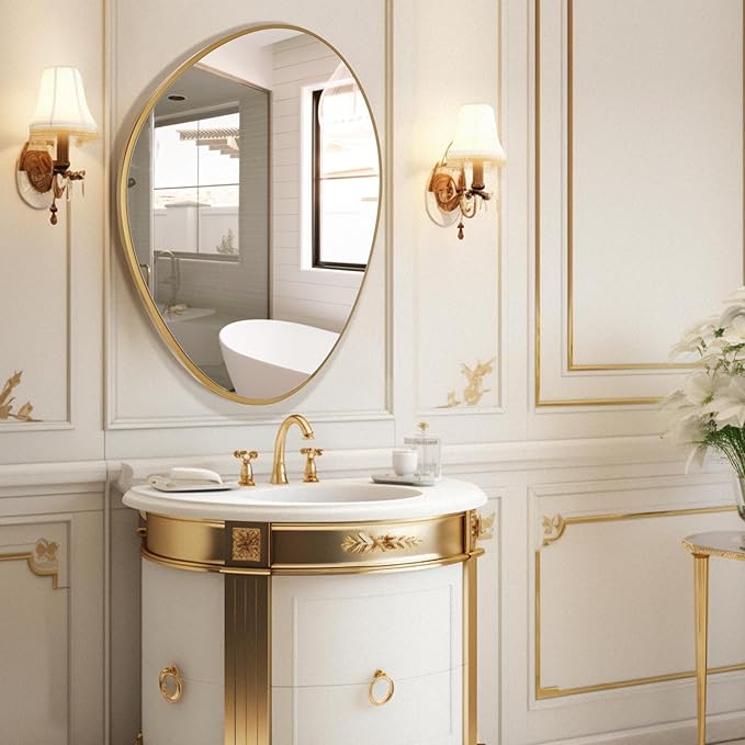 WallBeyond Asymmetrical Mirror, Irregular Wall Mirror, Unique Wall Mirrors Decorative for Bedroom Living Room Entryway Hall, Gold Mirrors for Wall Decor 28" H x 22" W