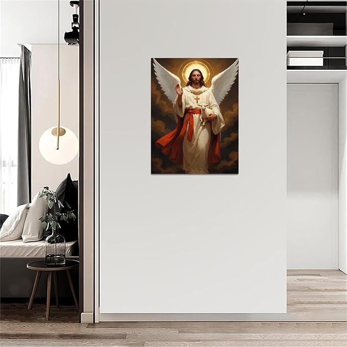 Christian Wall Art Print, Religious Scripture Biblical Decor, Faith-Based Inspirational Landscape with Cross, Digital Printed Canvas Poster for Church, Home Chapel, Prayer Room Decor